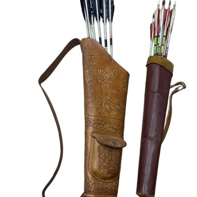 Sale Photo Thumbnail #317: Tooled Leather Stag and Oak Quivers