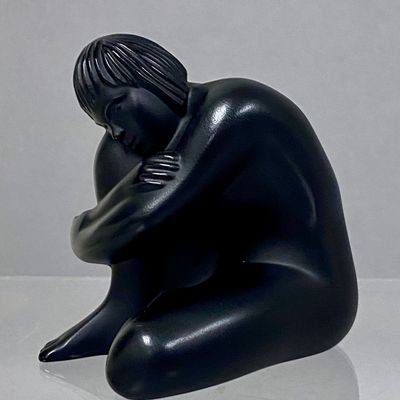 Sale Photo Thumbnail #103: Lalique Black Crystal Nu Assis Sculpture