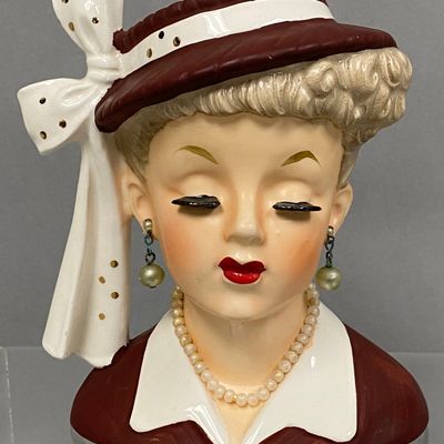 Sale Photo Thumbnail #142: Napco Ceramic Lady Head Vase 1956