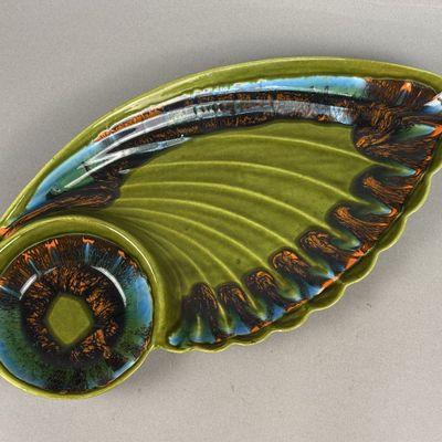Sale Photo Thumbnail #241: Mid Century Ceramic Wing Chip & Dip Server