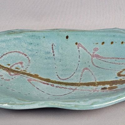 Sale Photo Thumbnail #81: Signed Footed Stoneware Platter
