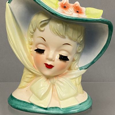 Sale Photo Thumbnail #141: Napco Ceramic Blonde Lady Head Vase