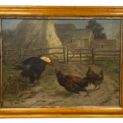 Sale Photo Thumbnail #179: G. Grey 1902 Oil Farmyard Scene