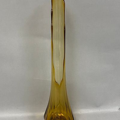 Sale Photo Thumbnail #181: Amber Ribbed Swung Glass Vase