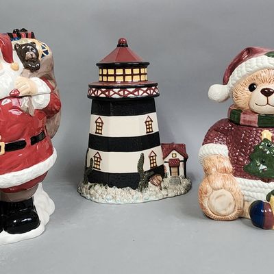Sale Photo Thumbnail #478: Christmas & Light House Cookie Jars