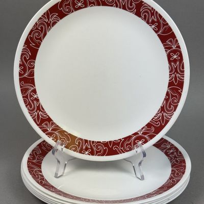 Sale Photo Thumbnail #289: Corelle Vitrelle Red Scroll Dinner Plates