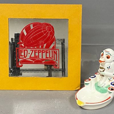 Sale Photo Thumbnail #429: Led Zeppelin Mirror and German Porcelain Monkey Stand