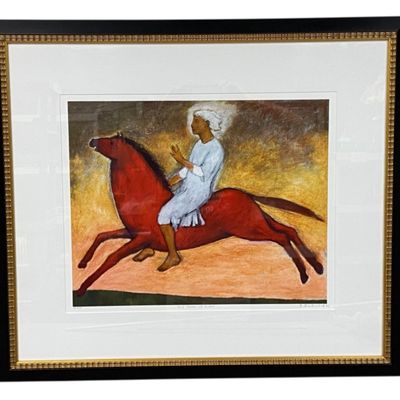 Sale Photo Thumbnail #180: B. Kulvinskas Lithograph Red Horse and Rider