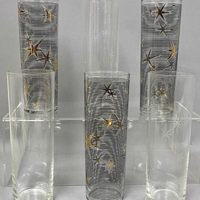 Sale Photo Thumbnail #195: Mid-Century Atomic Starburst Collins Glasses