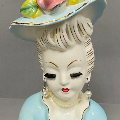 Sale Photo Thumbnail #146: HF Co Japan Hand Painted Porcelain Lady Head Vase