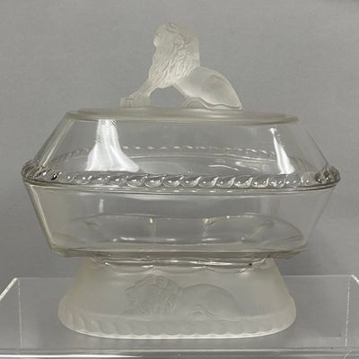 Sale Photo Thumbnail #159: Victorian Frosted Lion Glass Compote