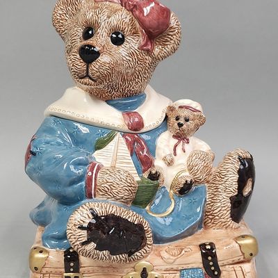 Sale Photo Thumbnail #470: Boyds Bears Bailey Suitcase Cookie Jar
