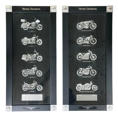 Sale Photo Thumbnail #307: Two Harley-Davidson Framed Pewter Motorcycle Sets