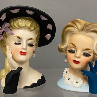 Sale Photo Thumbnail #153: 2 Napco Ware Ceramic Lady Head Vases