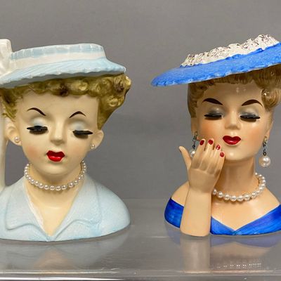 Sale Photo Thumbnail #147: Napco Ceramic Blonde Closed Eye Head Vases