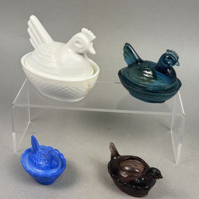 Sale Photo Thumbnail #264: Fire-King and Tiara Glass Hen Dishes