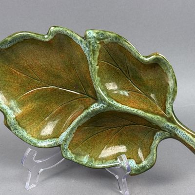 Sale Photo Thumbnail #243: Ceramic Three-Section Glazed Leaf Dish