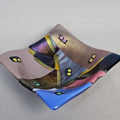 Sale Photo Thumbnail #24: Catlow Signed Fused Art Glass Trinket Tray