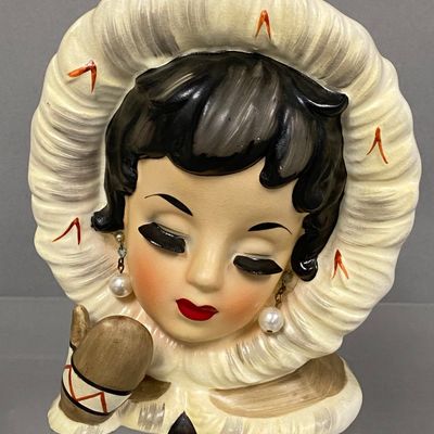 Sale Photo Thumbnail #137: Inarco Glazed Ceramic Eskimo Girl Head Vase