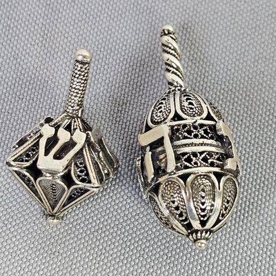 Sale Photo Thumbnail #18: Sterling Filigree Dreidels