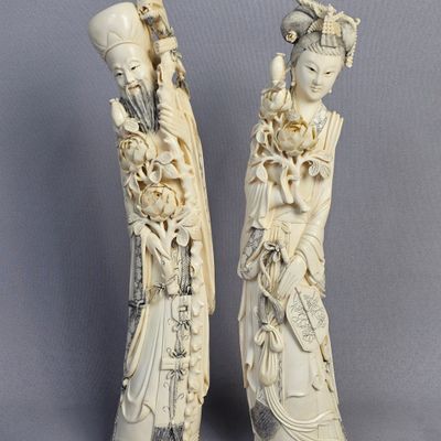 Sale Photo Thumbnail #12: Carved Bone Figures of Emperor & Empress