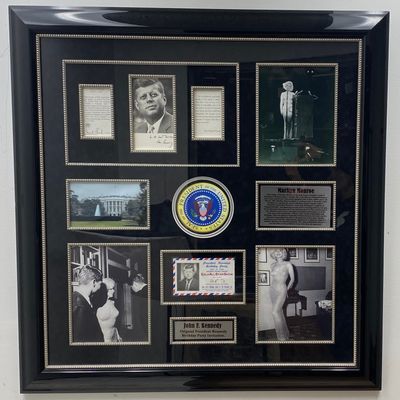 Sale Photo Thumbnail #3: JFK and Marilyn Monroe Framed Memorabilia Collage