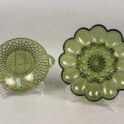Sale Photo Thumbnail #268: Indiana Glass Avocado Green Dish & Egg Plate
