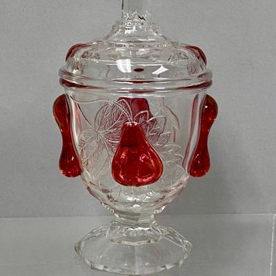 Sale Photo Thumbnail #161: Baltimore Pear Ruby Stained Candy Jar
