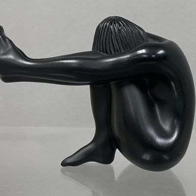Sale Photo Thumbnail #104: Lalique Black Satin Crystal Temptation Figurine