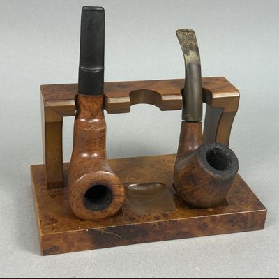 Sale Photo Thumbnail #200: Hilson Dromedary Briar Pipes & Burl Wood Rack