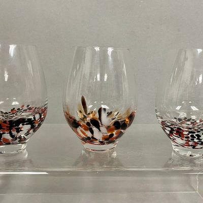 Sale Photo Thumbnail #193: Trio of Hand-Blown Confetti Art Glass Tumblers