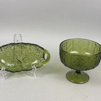Sale Photo Thumbnail #267: FTD Avocado Green Glass Compote and Dish