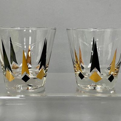 Sale Photo Thumbnail #194: Pair of Atomic Chevron Rocks Glasses