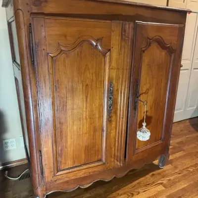 Antique-Style French Country Wooden Armoire / Storage Cabinet – 58”L x 53”H x 24”D