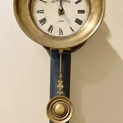 Vintage Rue de la Lumière Paris Brass-Tone Wall Clock / Pendulum Clock