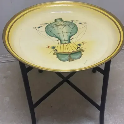 Vintage Hot Air Balloon Tray Side Table – Decorative Accent Table  20" W × 20" D × 17" H
