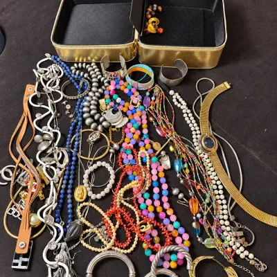 Large Assorted Costume Jewelry Lot – Necklaces, Bracelets, Bangles, Beads & Jewelry Cases