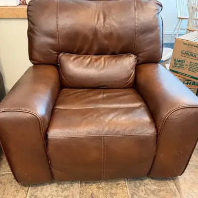 Brown Leather Upholstered Oversized Recliner Chair