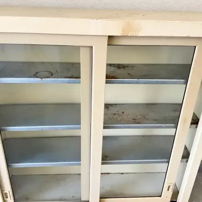 Metal Storage Cabinet with Sliding Glass Doors & Adjustable Shelves 48”x47”x12” Lot 20