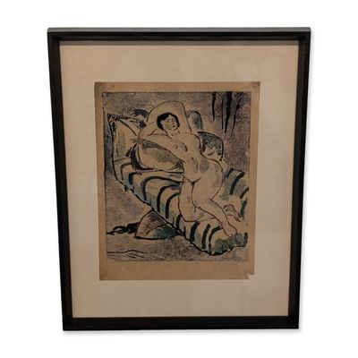 William Gropper (American 1897-1977) Color Monotype on Paper, Reclining Nude, Signed