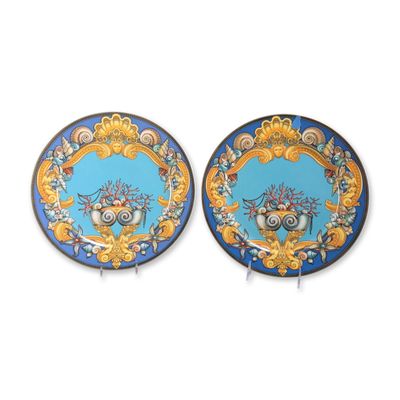 2pc Rosenthal Versace Les Tresors de la Mer Porcelain Plates