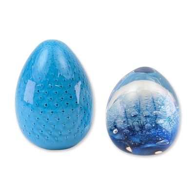 2pc Majorie Lapierre Signed Studio Art Glass Paperweight and Brazilian Glass Egg