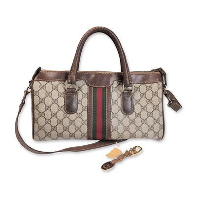 Gucci GG Supreme Monogram Canvas Boston Bag with Keychain, COA