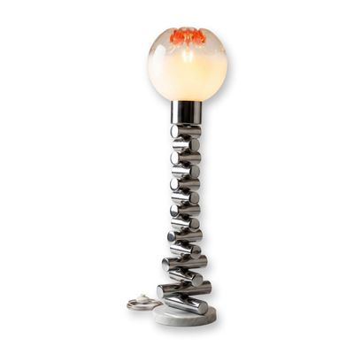 Toni Zuccheri (Italian, 1936-2008) Italian Modern Mazzega Murano Glass and Stacked Chrome Floor Lamp