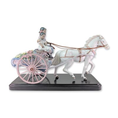 Lladro Limited Edition Porcelain Figurine, Flower Wagon 01001784 with Base & COA