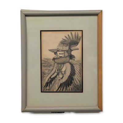 Phil Hughte (New Mexico 1954-2003) Eagle Dancer Graphite Drawing