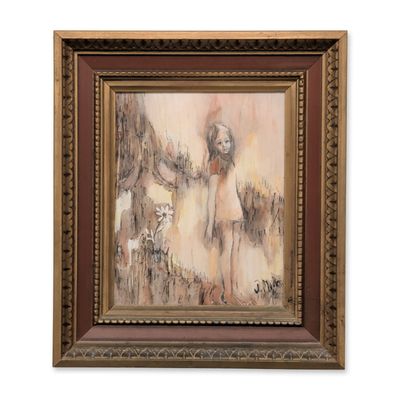 Modernist Mixed Media on Board Painting Signed