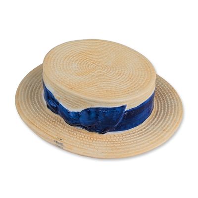 English Crested Porcelain Cromer Straw Boater Hat Figurine