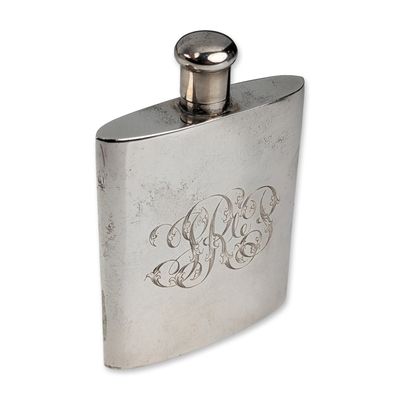 Roden Brothers Sterling Silver Kidney Form Hip Flask