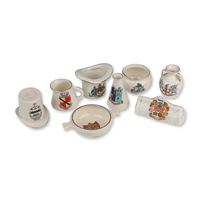 8pc British Souvenir Crested Porcelain Figurines